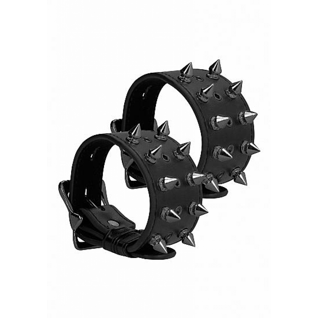 Ouch! Skulls & Bones Spiked Handcuffs - Black