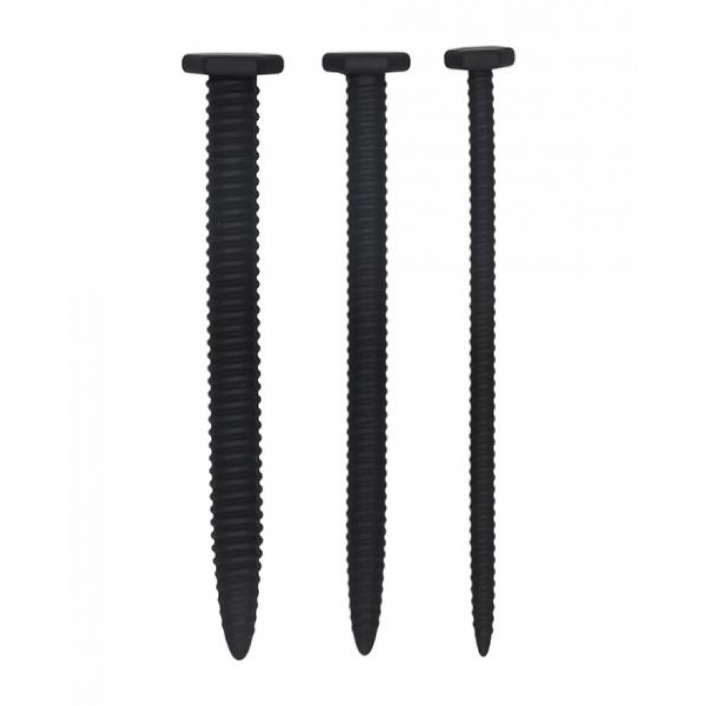 Silicone Screw Plug Set for Urethral Sounding - Black