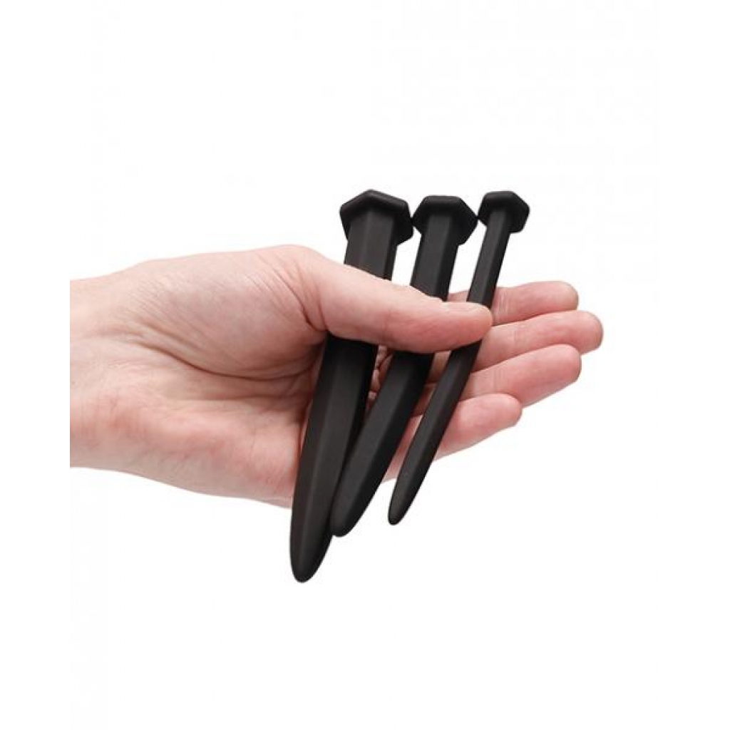 Silicone Rugged Nail Plug Set for Urethral Sounding - Black