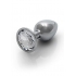 Silver Round Gem Butt Plug - Small