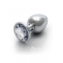 Round Gem Butt Plug Large Silver Diamond - Elegant Stimulation