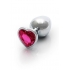 Heart Gem Butt Plug - Medium Silver Rubellite Pink