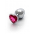 Heart Gem Butt Plug - Large Silver Rubellite Pink