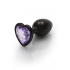 Heart Gem Butt Plug - Small Gunmetal Amethyst