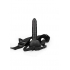 Ouch! Ribbed Hollow Strap-on - 8 Inches with Balls - Black