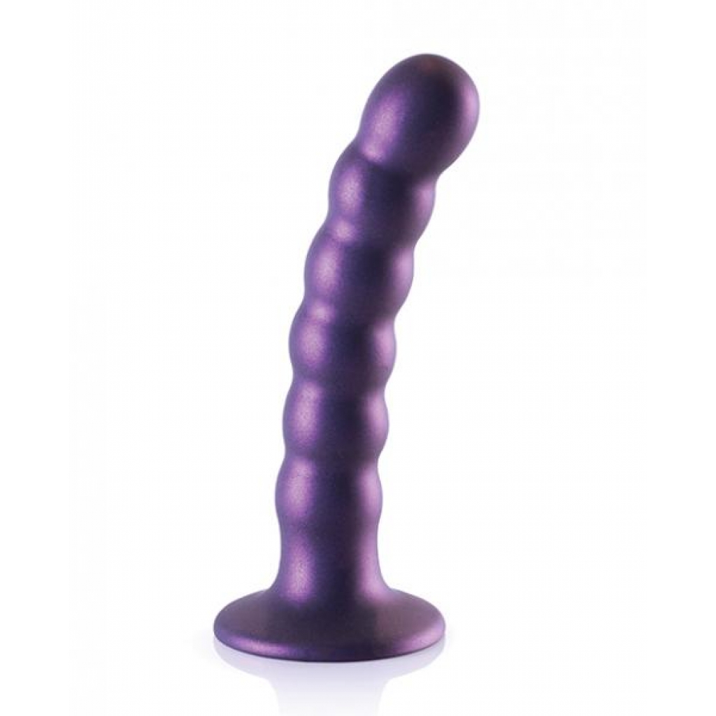 Ouch! Beaded Silicone G-spot Dildo - 5 In Metallic Purple