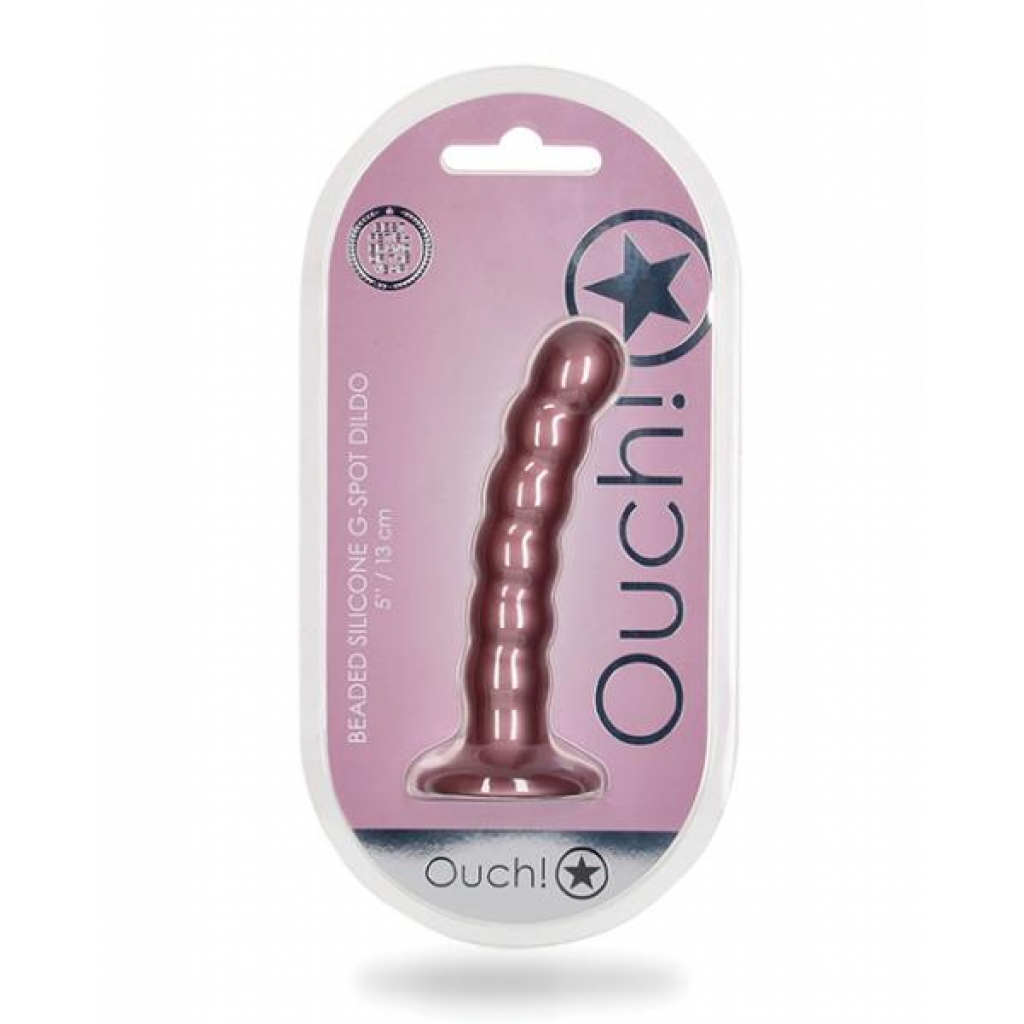 Ouch! Beaded Silicone G-Spot Dildo - 5 Inches, Rose Gold Pink