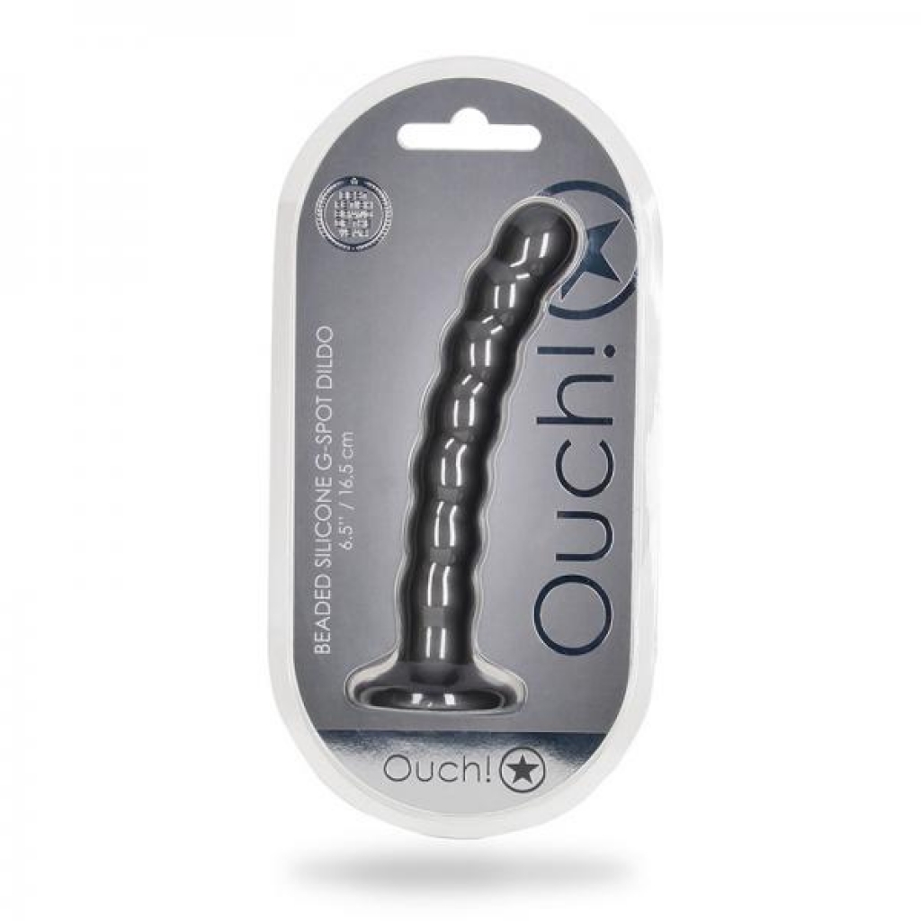 Ouch! Beaded Silicone G-spot Dildo 6.5 In Gunmetal Smoke