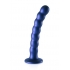 Ouch! Beaded Silicone G-Spot Dildo - 6.5 Inches Metallic Blue