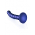 Ouch! Beaded Silicone G-Spot Dildo - 6.5 Inches Metallic Blue