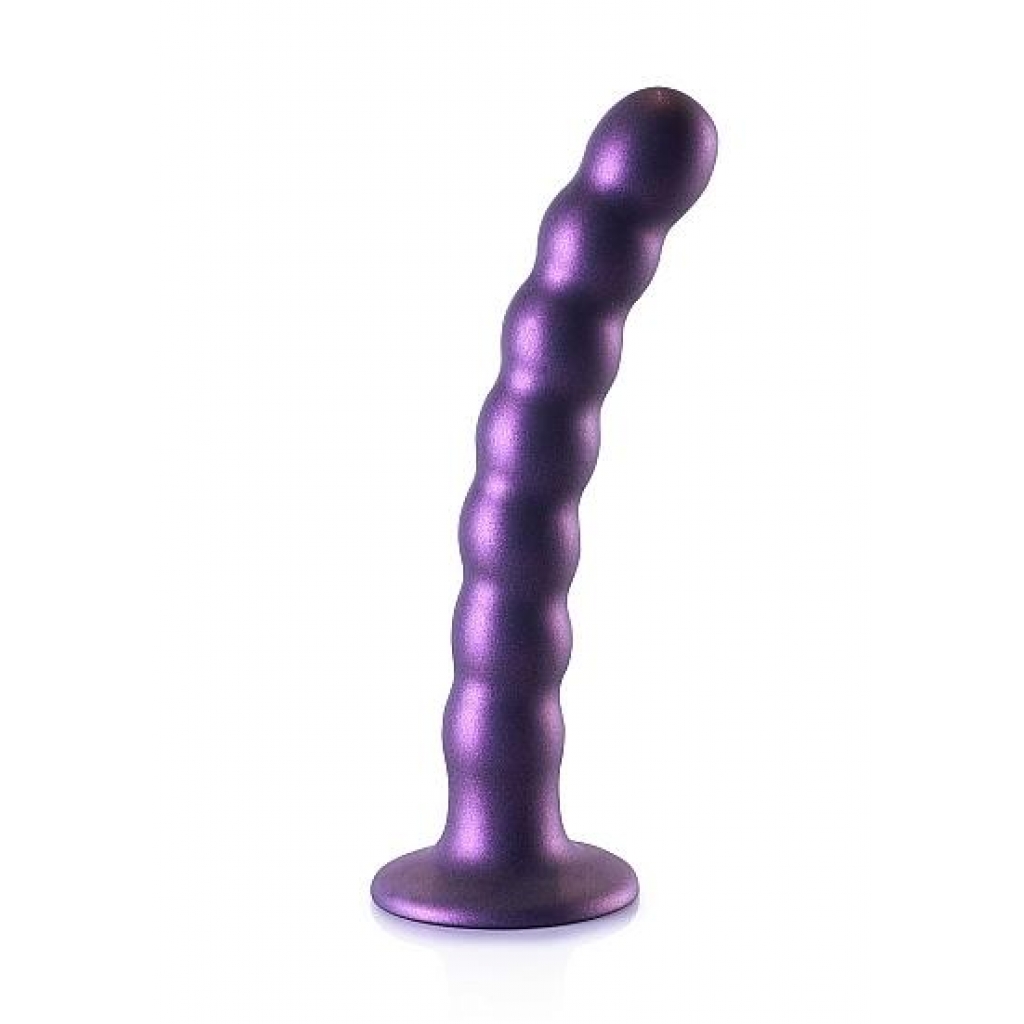 Ouch! Beaded Silicone G-spot Dildo - 6.5 Inches - Metallic Purple