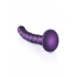 Ouch! Beaded Silicone G-spot Dildo - 6.5 Inches - Metallic Purple