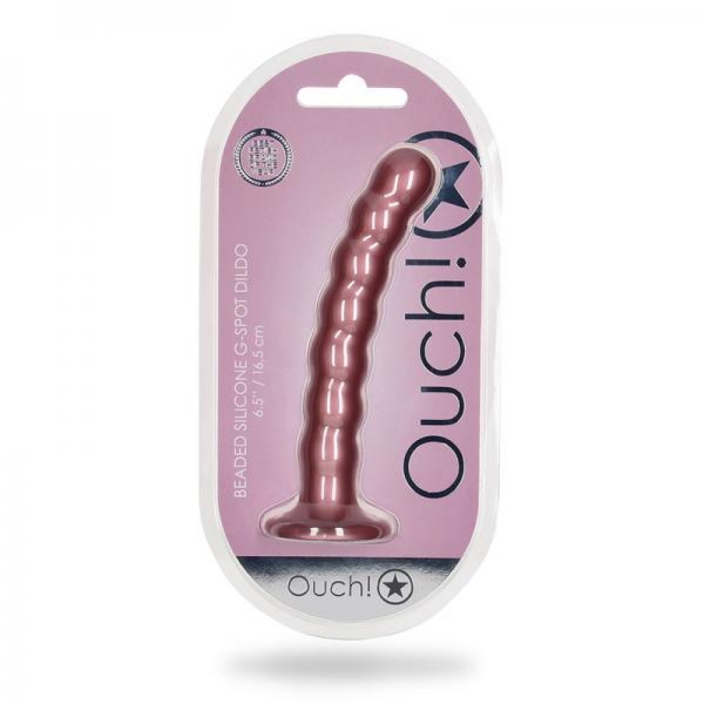 Ouch! Beaded Silicone G-Spot Dildo 6.5 in Rose Gold