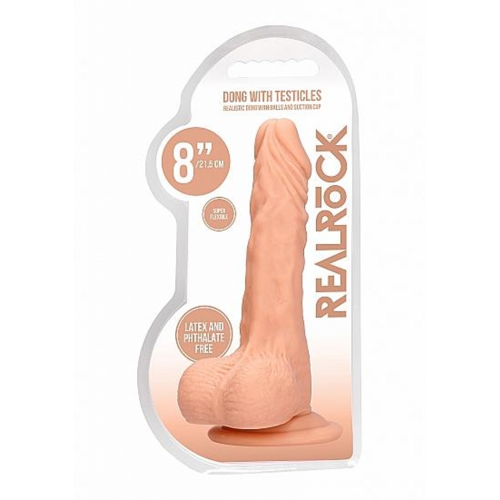 Realrock 8-Inch Dong - Flesh W/ Testicles Nude