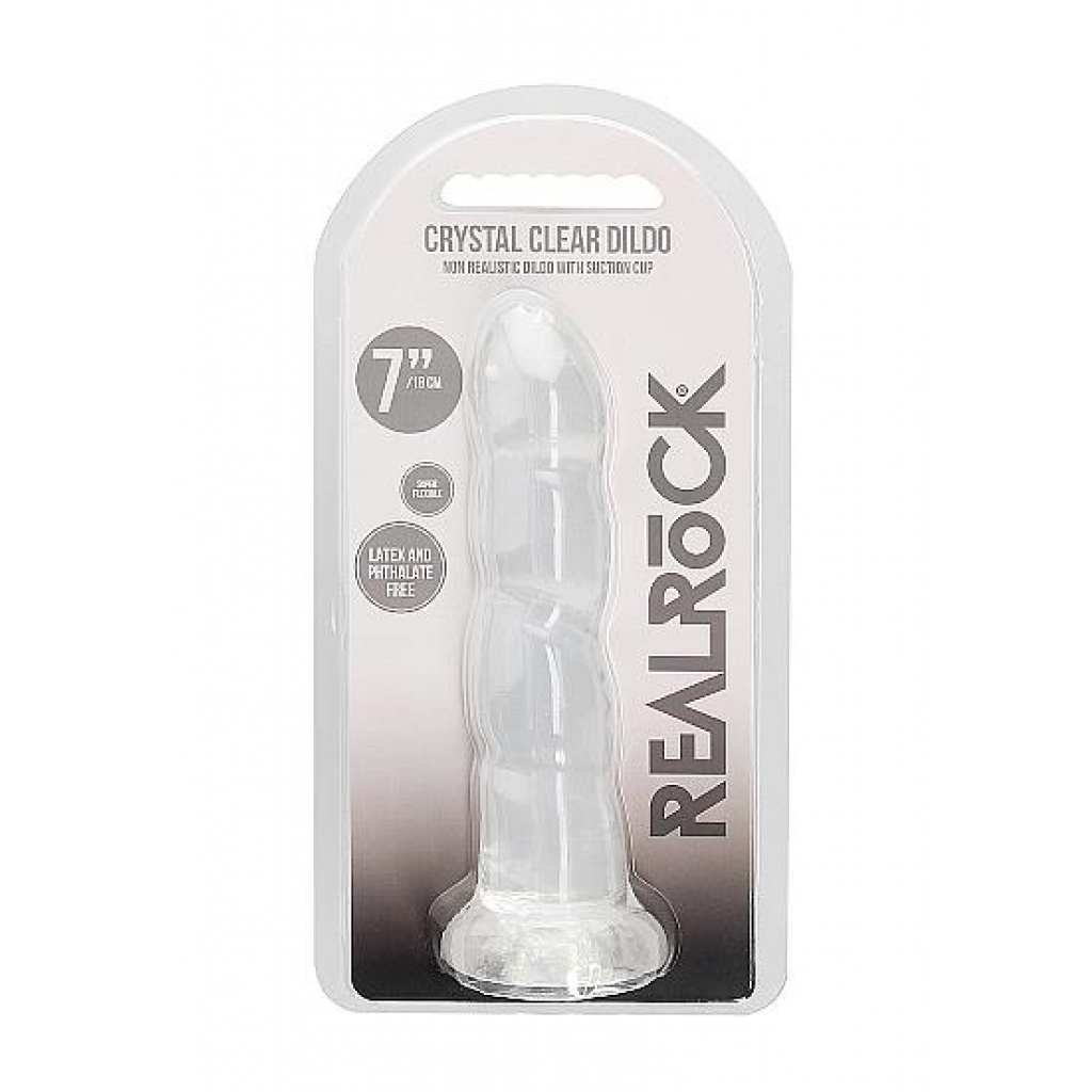 Realrock Non-Realistic Dildo with Suction Cup - 7in Transparent Clear