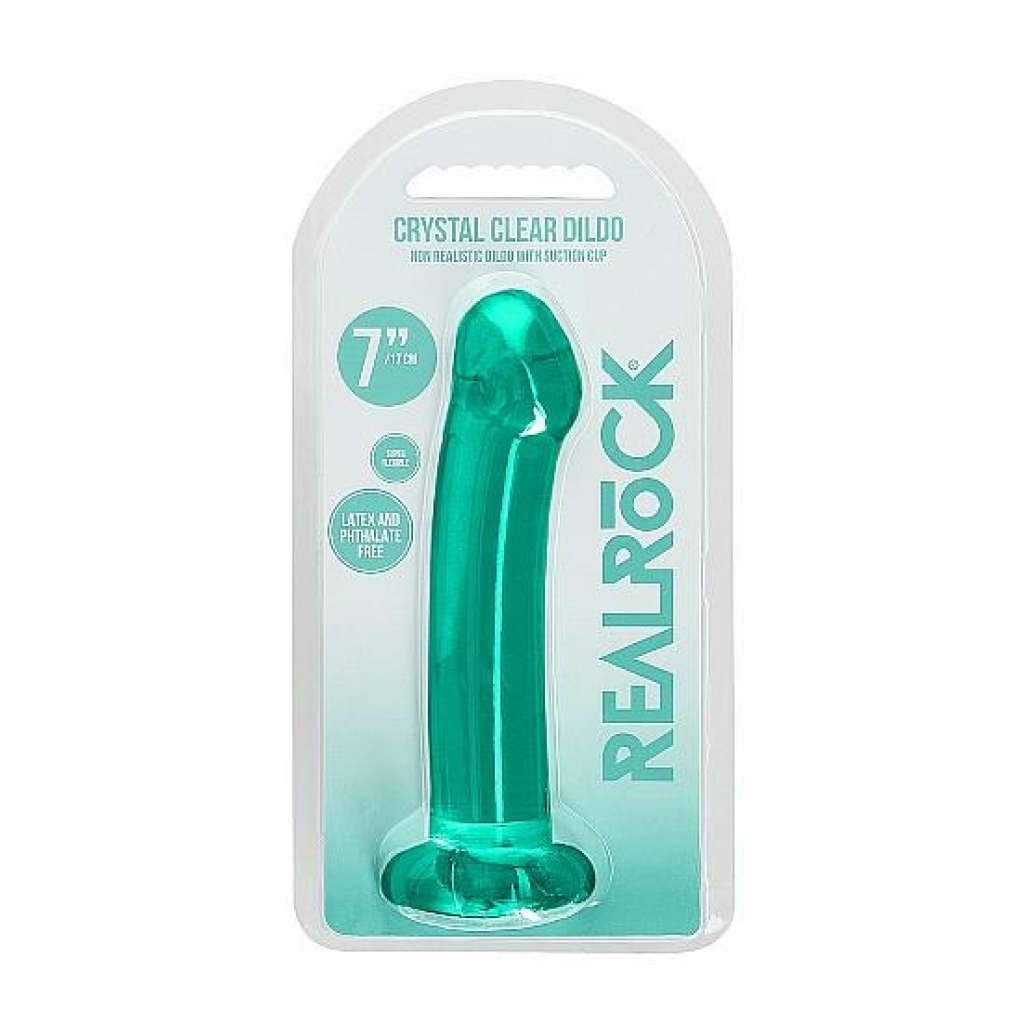 Realrock Non-Realistic Dildo with Suction Cup - 6.7in Turquoise Green