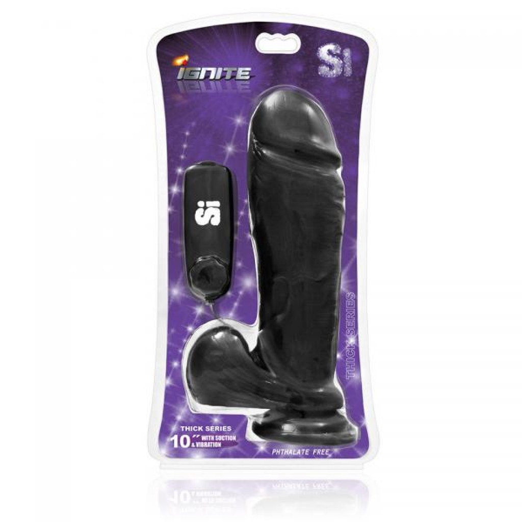 Thick Cock Balls Egg - 10 Inch Vibrating Dildo - Black