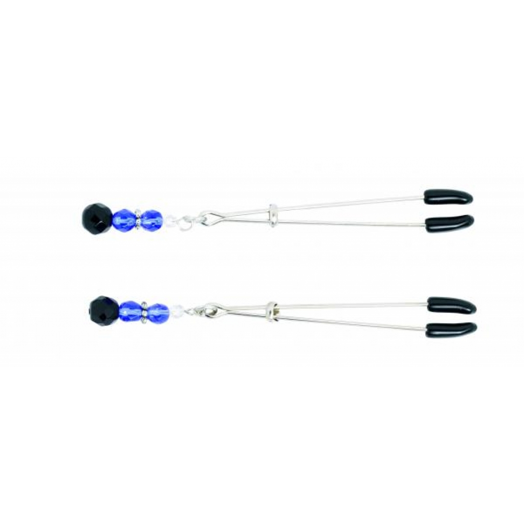 Blue Beaded Nipple Clamps with Tweezer Tip