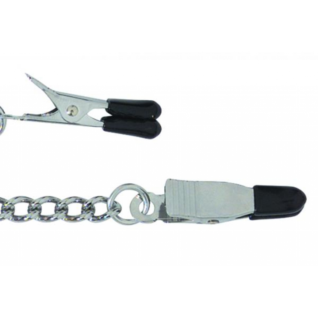 Endurance Tapered Tip Nipple Clamps with Link Chain - Silver