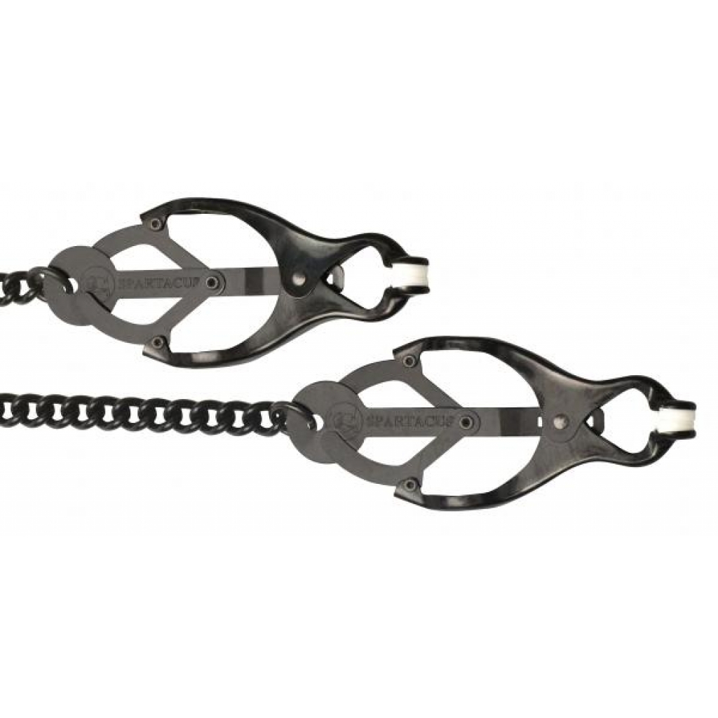 Black Butterfly Nipple Clamps with Chain - Elegant Restraints