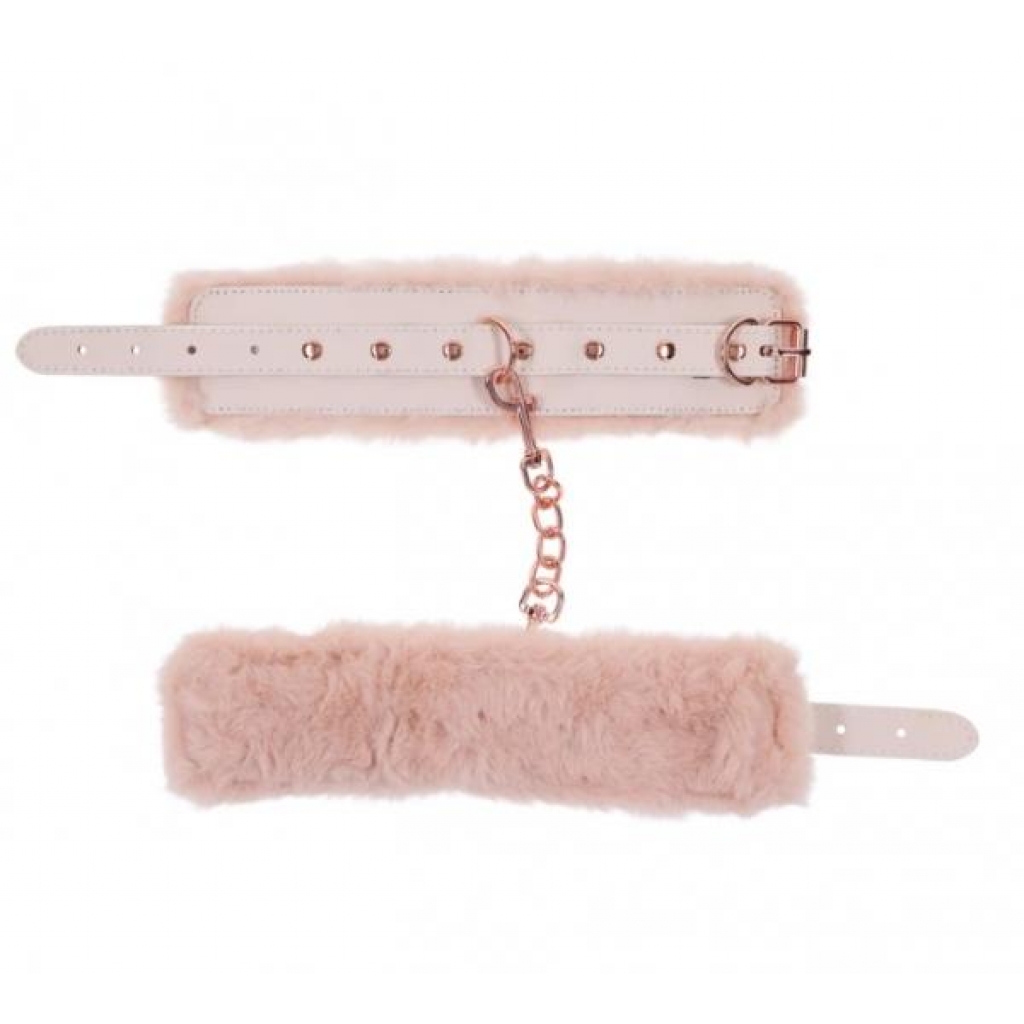 Peaches N Cream Faux Fur Handcuffs - Gold