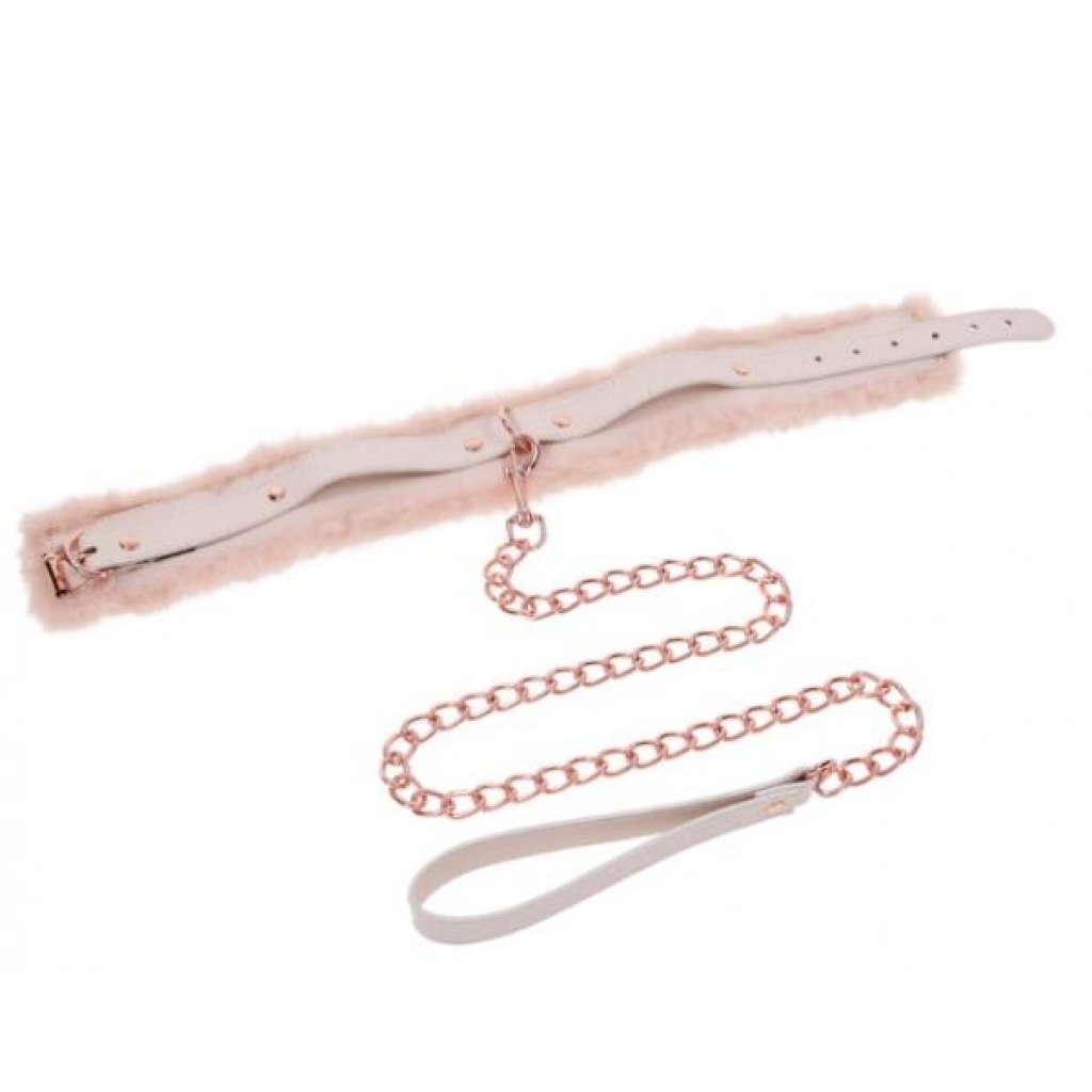 Peaches N Creame Fur Collar & Leash Beige