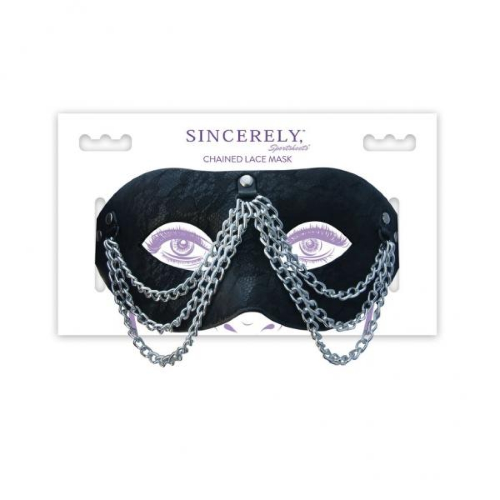 Sincerely Chained Lace Mask - Black