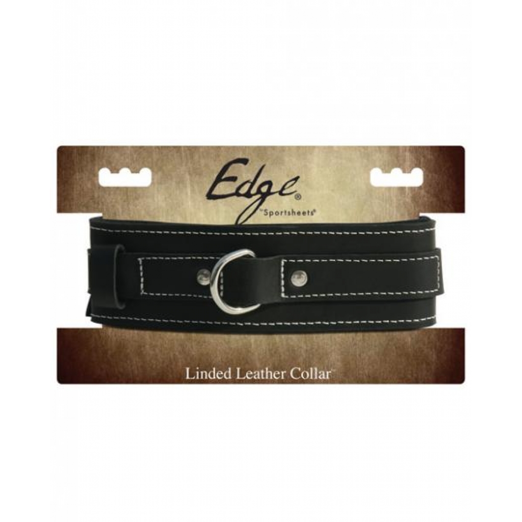 Edge Lined Leather Collar - Black O/S