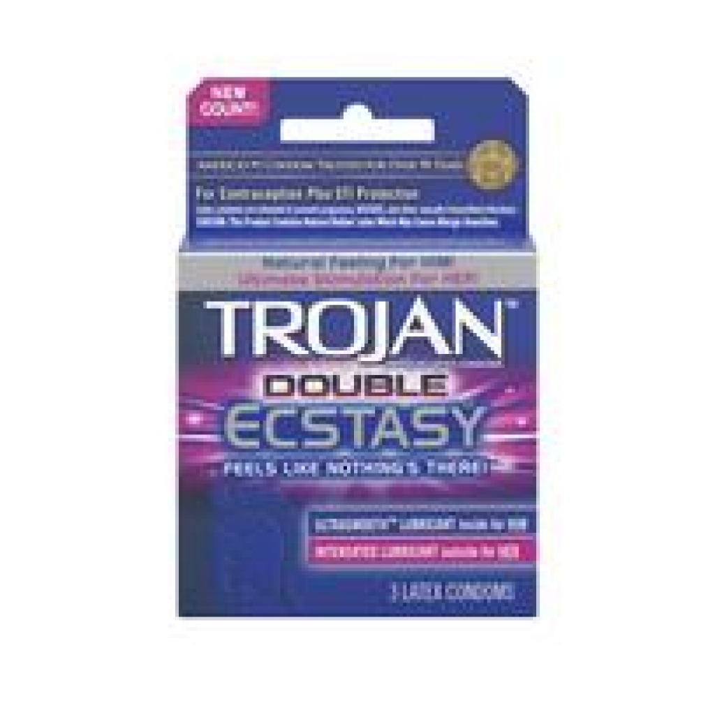 Trojan Double Ecstasy Latex Condoms - 3 Pack Clear