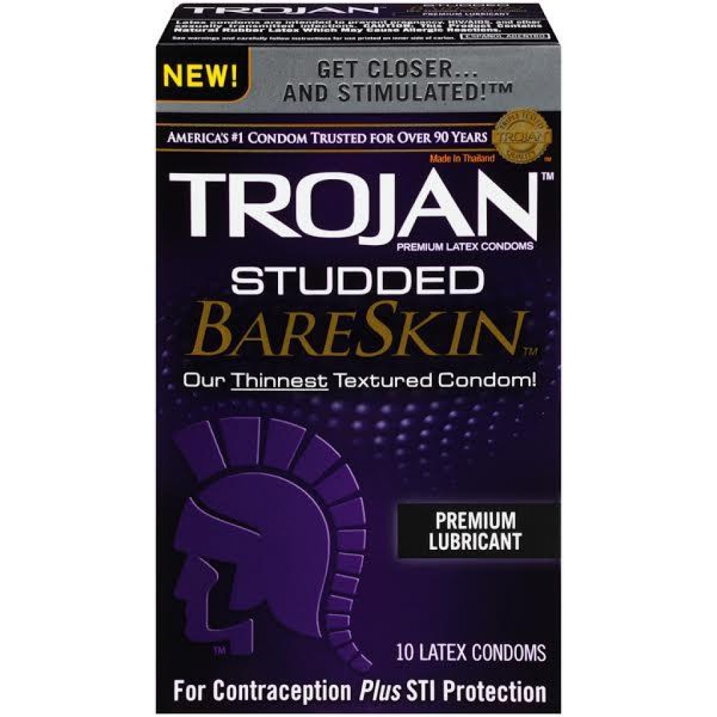 Trojan Studded Bareskin 10 Pack Condoms - Clear