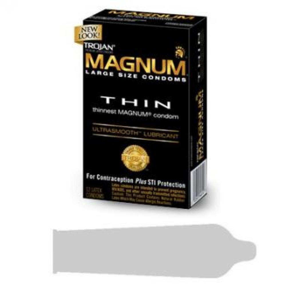 Trojan Magnum Thin Lubricated Condoms - 12 Pack - Clear