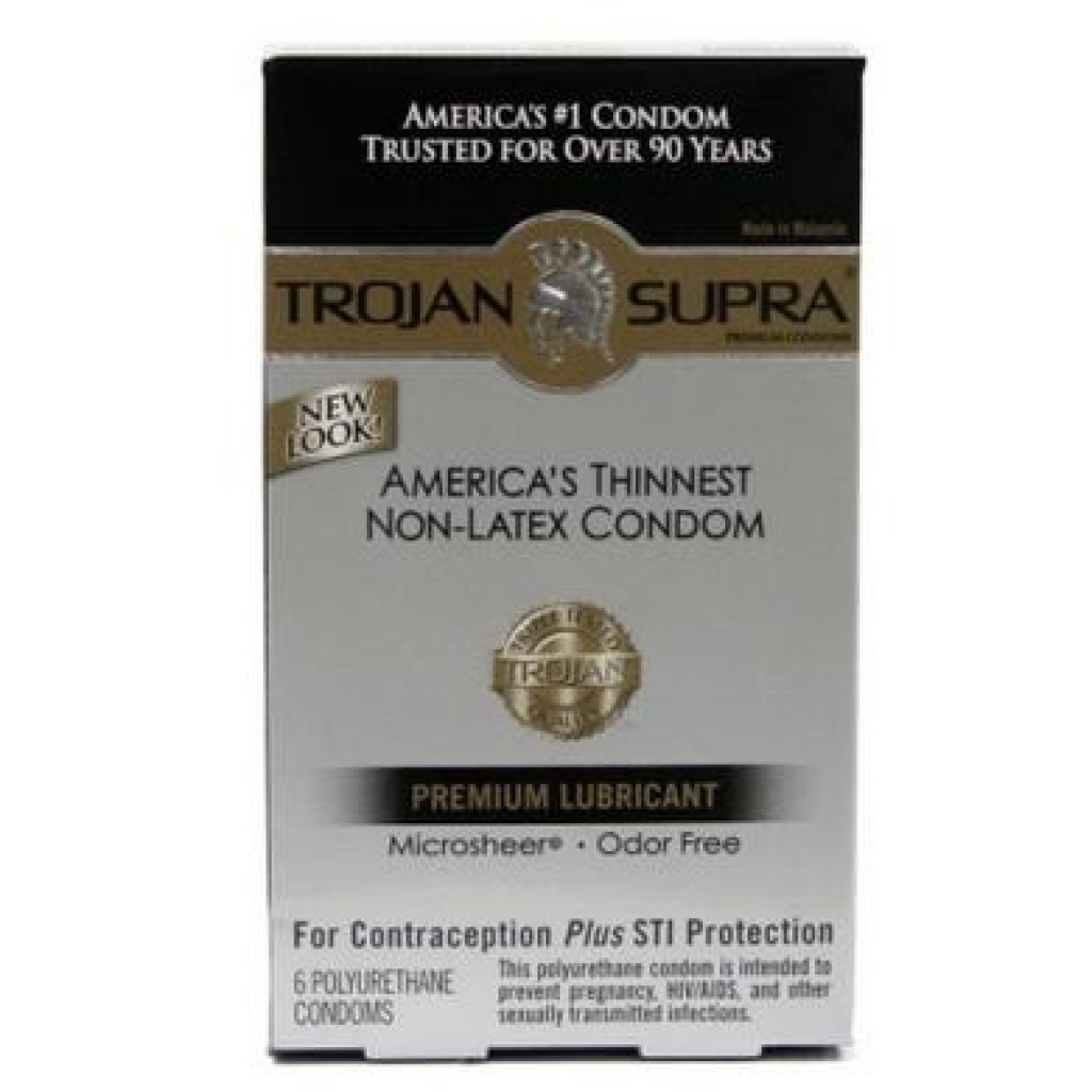 Trojan Supra Microsheer Lubricated Condoms - 6 Pack