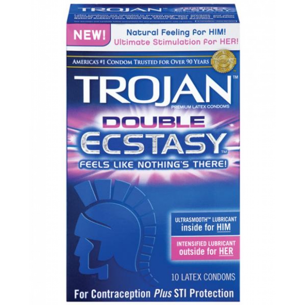 Trojan Double Ecstasy Condoms - 10 Pack