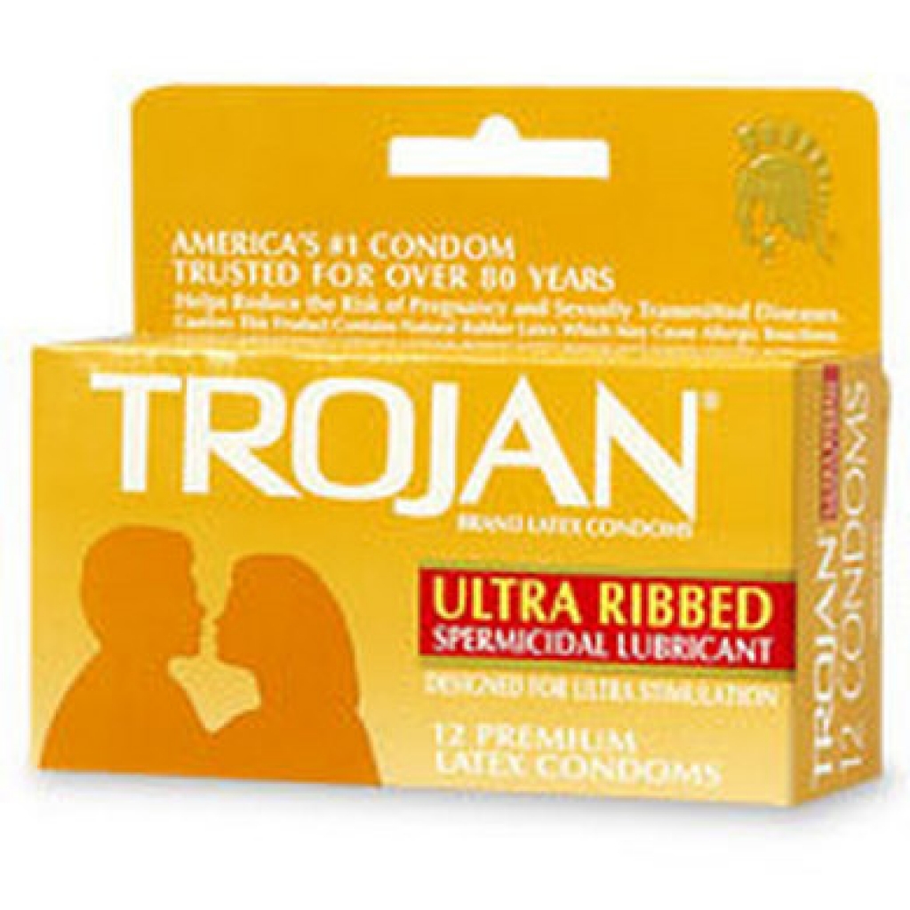 Trojan Stimulations Ultra Ribbed Condom - 12 Pack