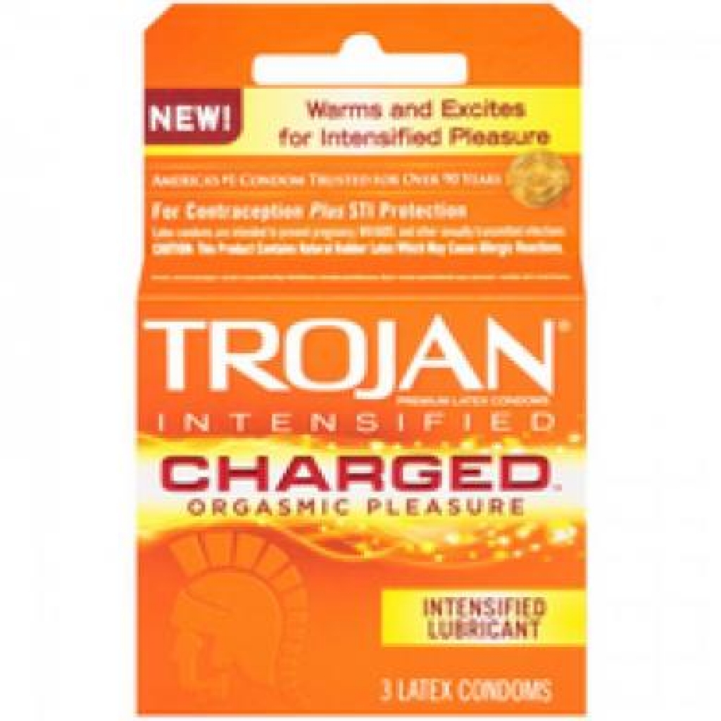 Trojan Intensified Charged 3 Pack Clear Latex Condoms