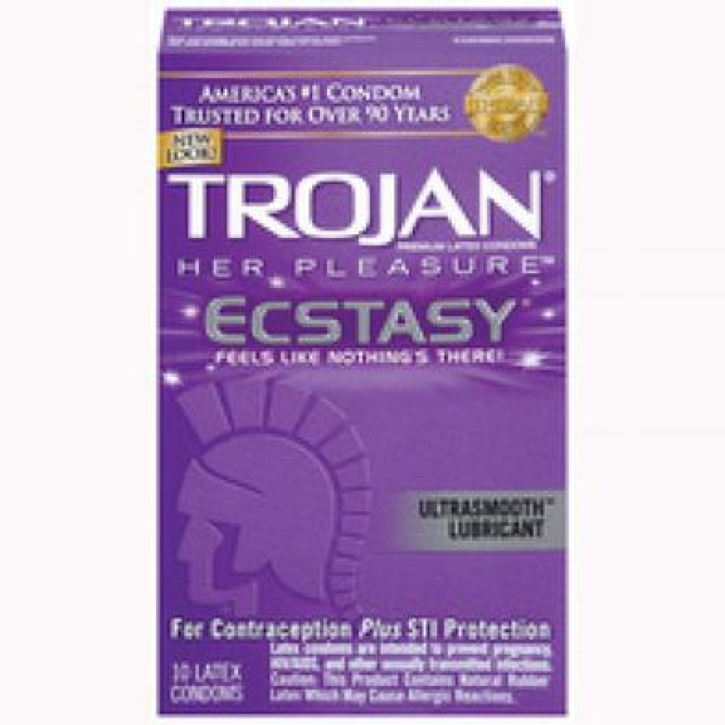 Trojan Her Pleasure Ecstasy - 10 Pack Lubricated Condoms