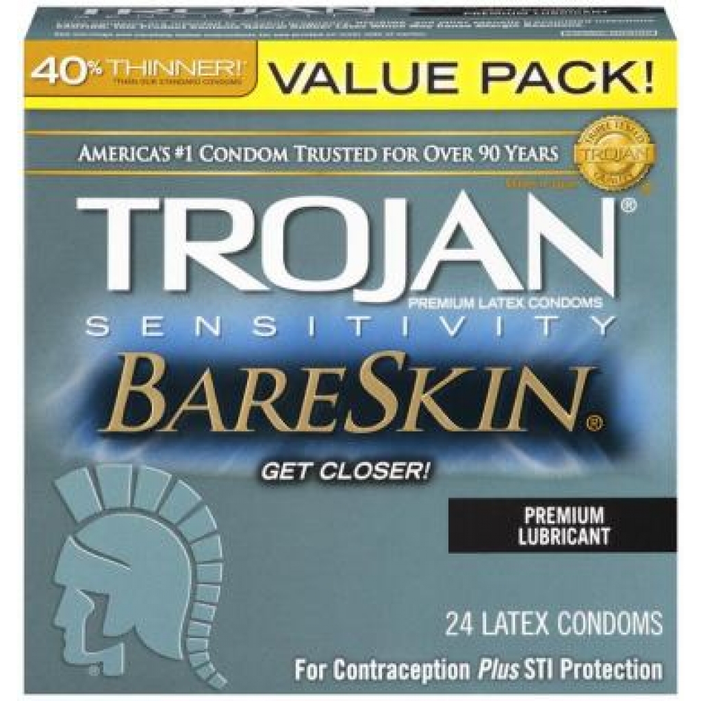 Trojan Sensitivity Bareskin Lubricated - 24 Count