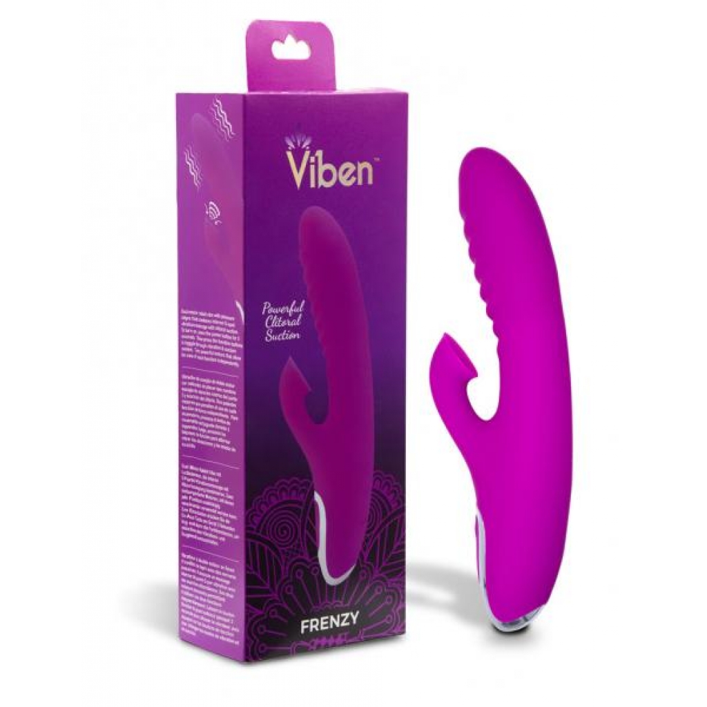 Viben Frenzy Rabbit Vibe with Clit Suction - Berry Pink