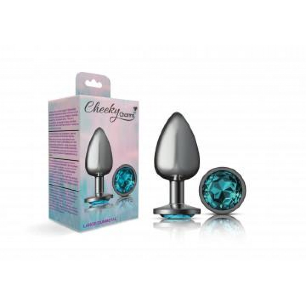 Cheeky Charms Round Large Gunmetal Butt Plug - Teal