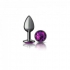 Cheeky Charms Round Purple Mini Butt Plug - Silver