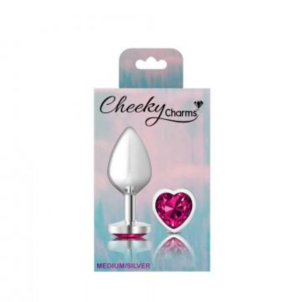 Cheeky Charms Heart - Bright Pink Medium Silver Plug