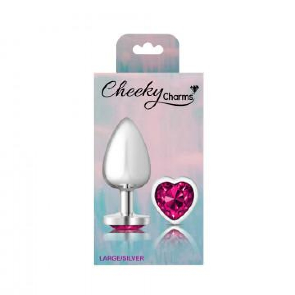 Cheeky Charms Heart Large Silver Plug – Bright Pink