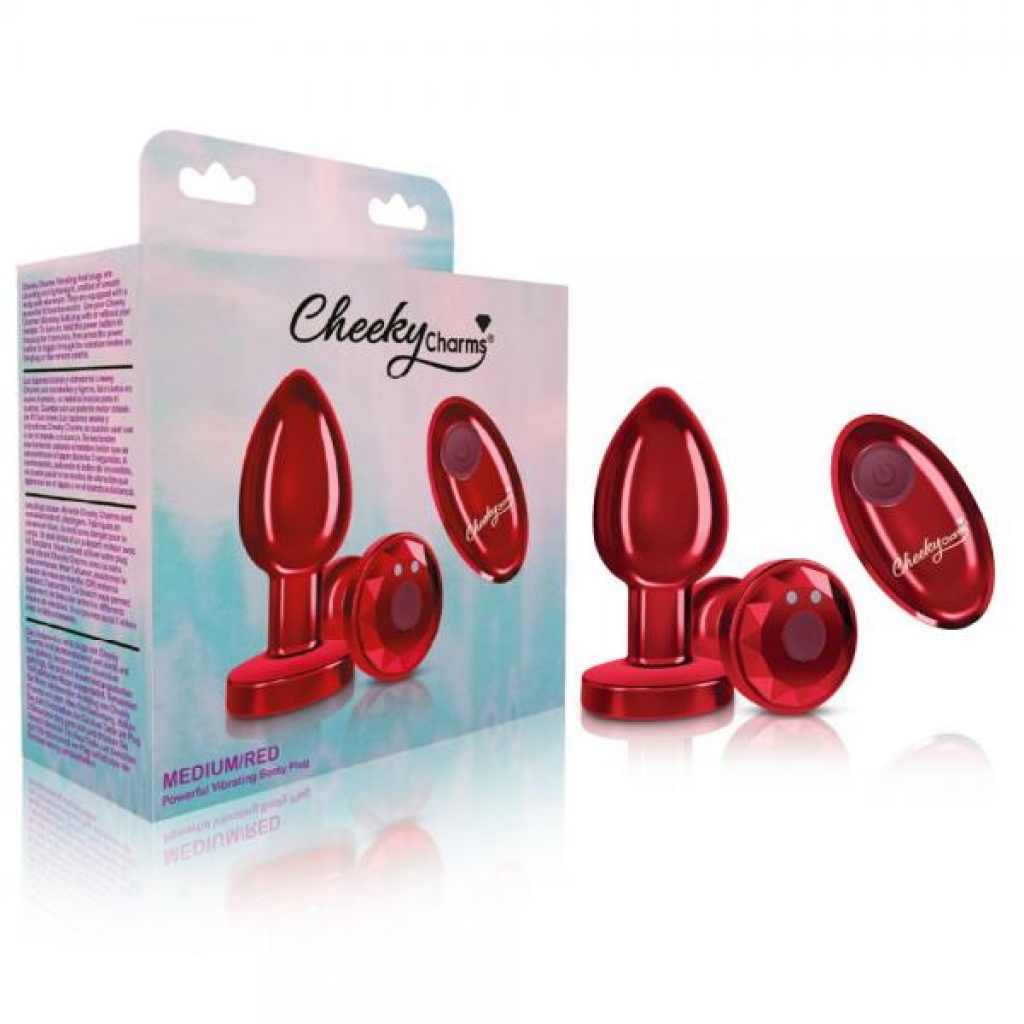 Cheeky Charms Vibrating Metal Plug - Red Medium with Remote