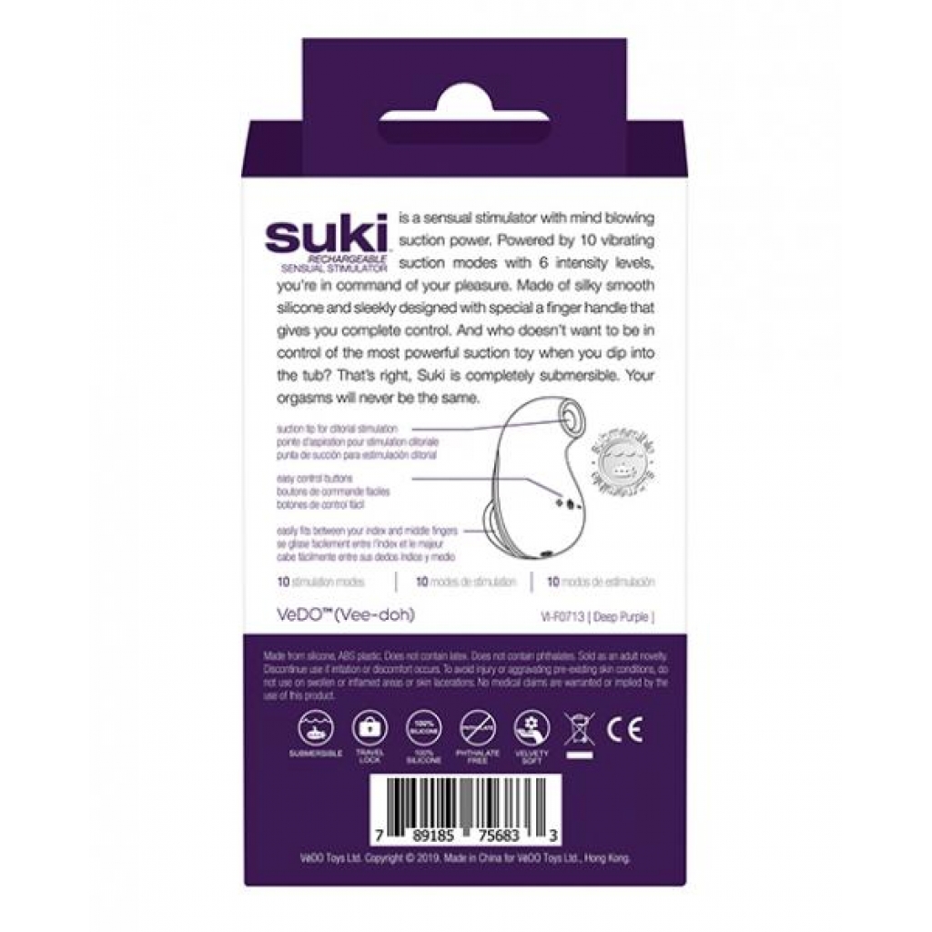 Vedo Suki Rechargeable Vibrating Sucker - Deep Purple