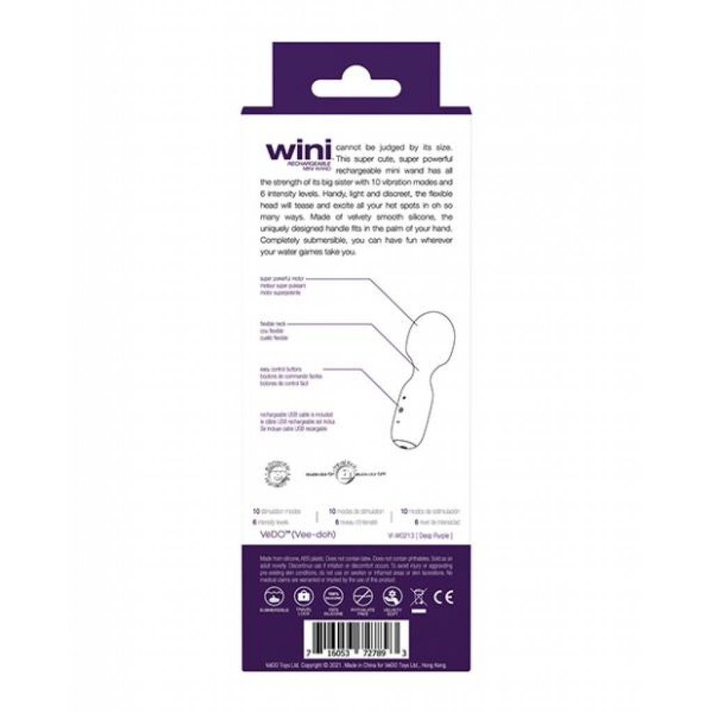 Vedo Wini Rechargeable Mini Wand - Deep Purple