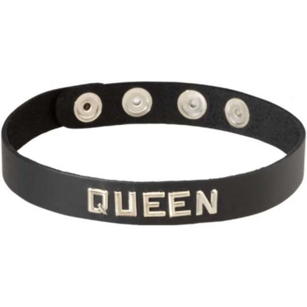 Queen Black Leather Collar