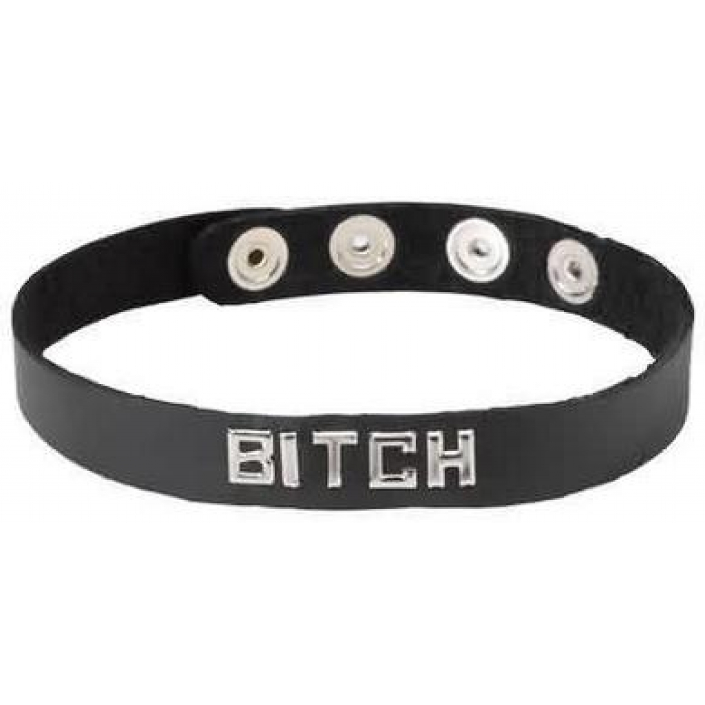 Wordband Collar - Bitch - Black/White