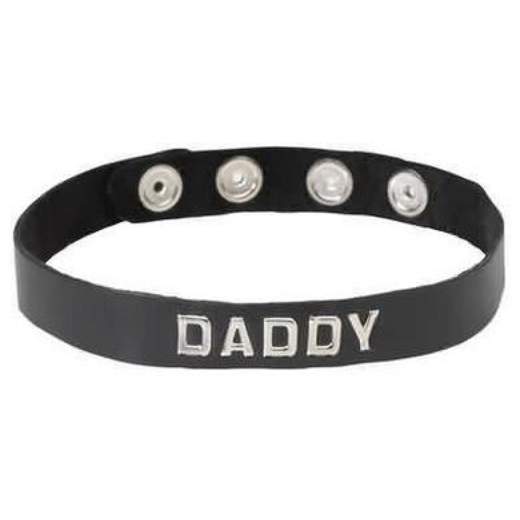 Sassy Leather Collar: Stylish 'Daddy' Design in Classic Black