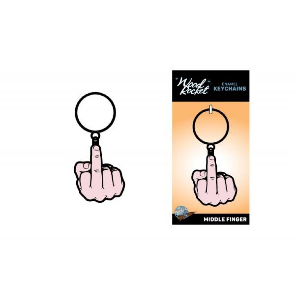 Wood Rocket Middle Finger Keychain - Hilarious Adult Souvenir