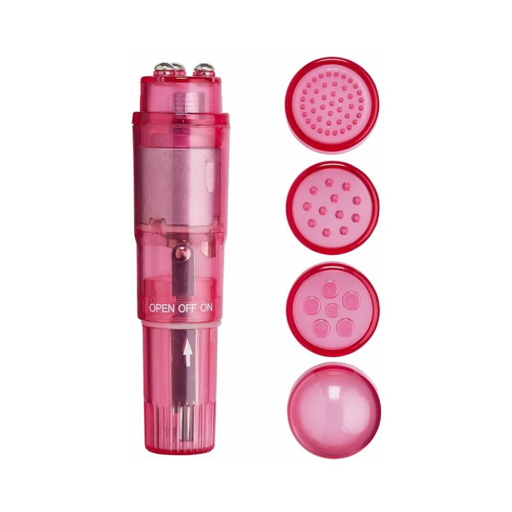 Cloud 9 Mini Massager Pocket Rocket - Pink with 4 Attachments